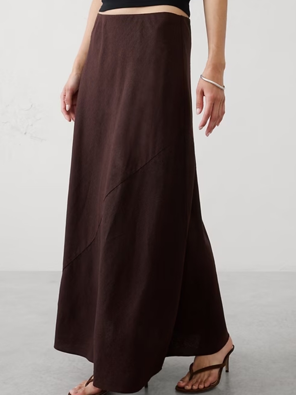 Banana Republic Brown Vicose Linen Maxi Skirt Small Tall